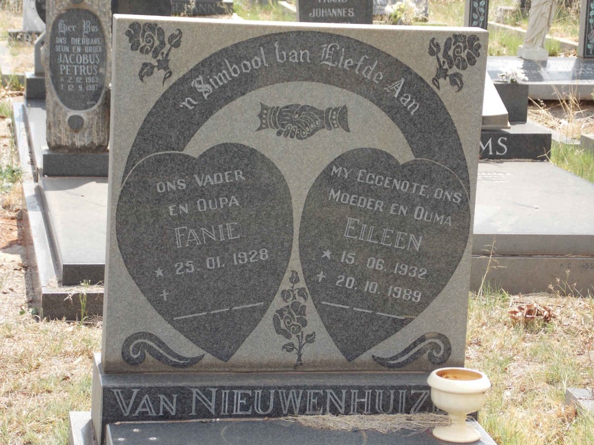 NIEUWENHUIZEN Fanie, van 1928- &amp; Eileen 1932-1989