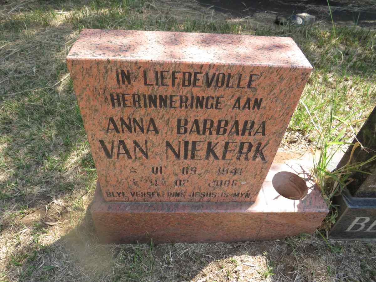 NIEKERK Anna Barbara, van 1941-2006