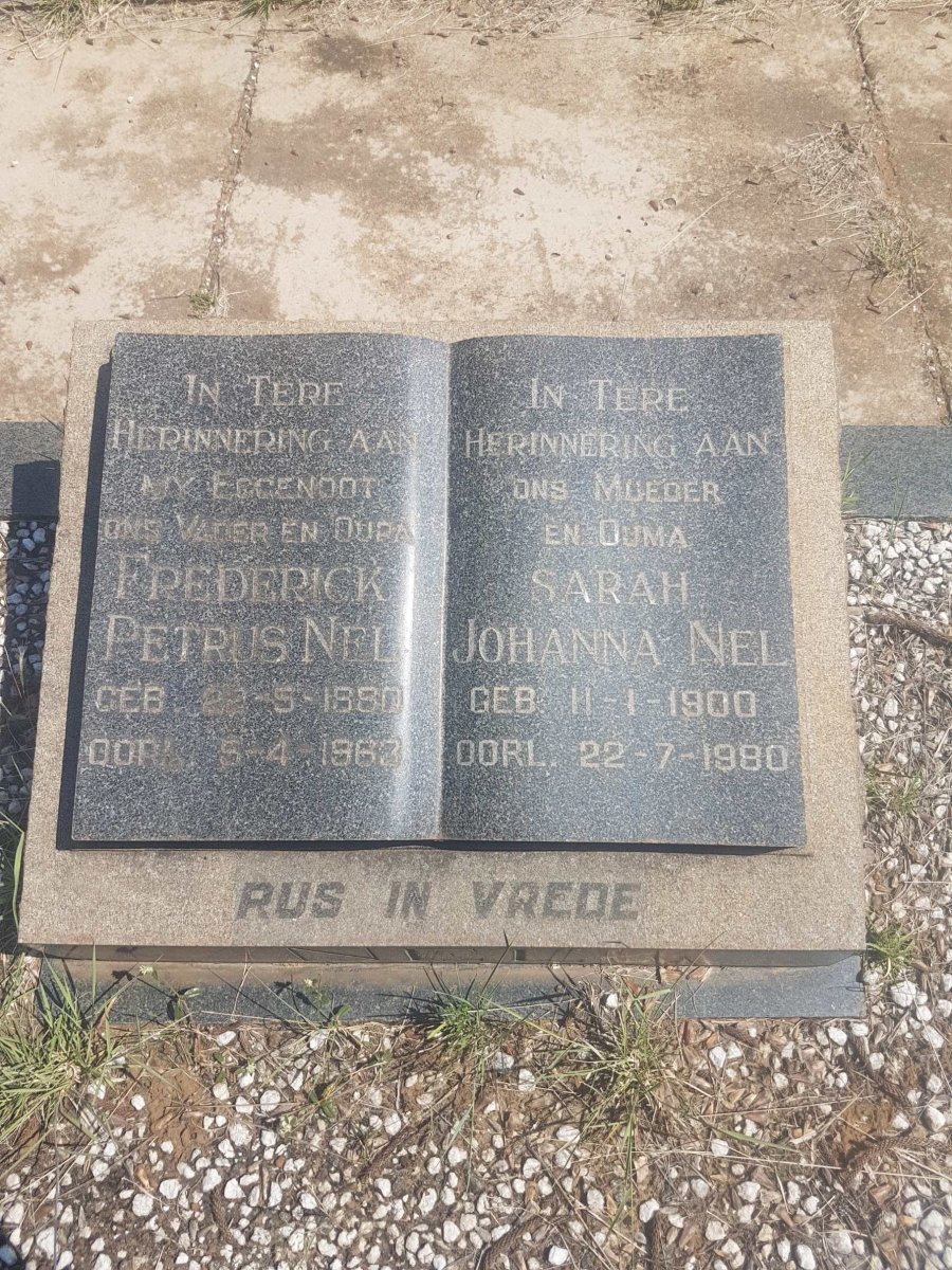 NEL Frederick Petrus 1880-1963 &amp; Sarah Johanna 1900-1980