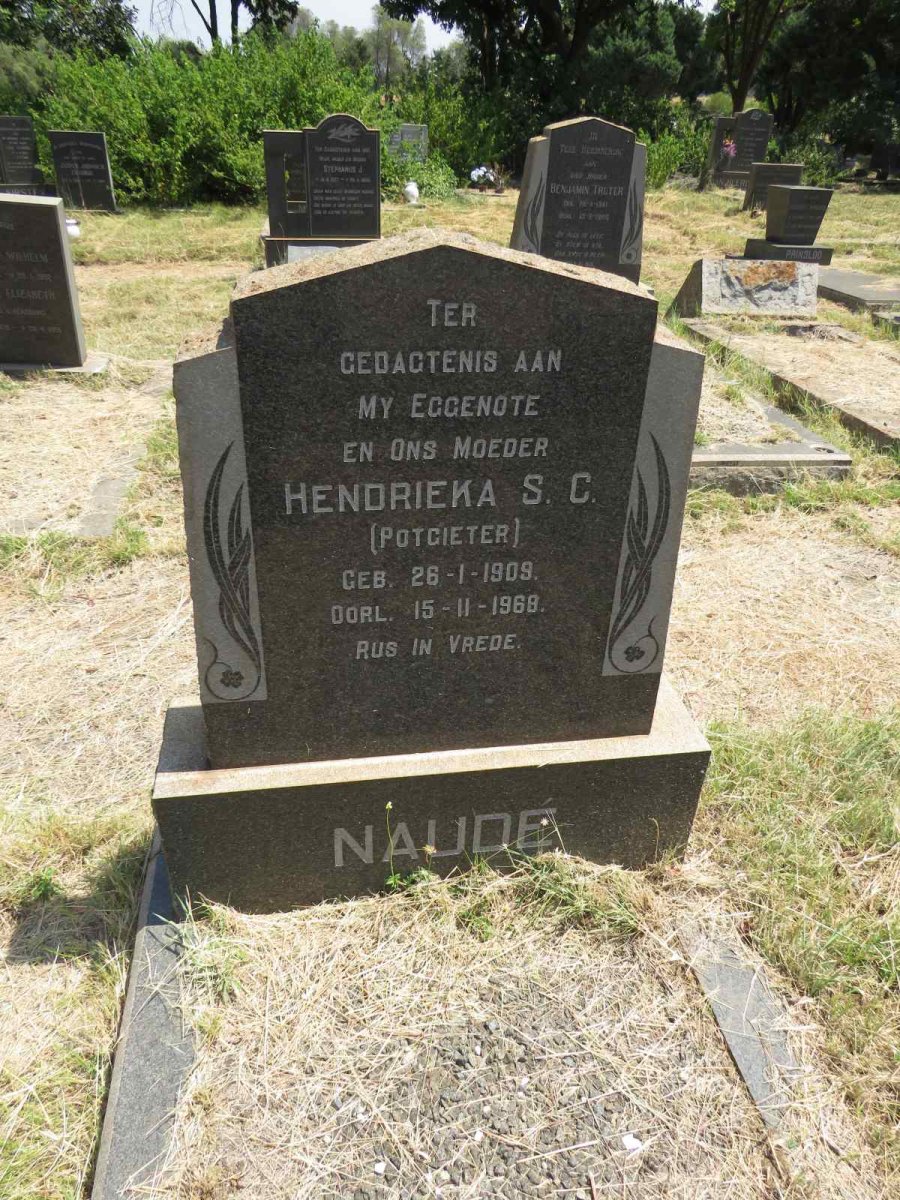 NAUDE Hendrieka S.C. nee POTGIETER 1909-1968