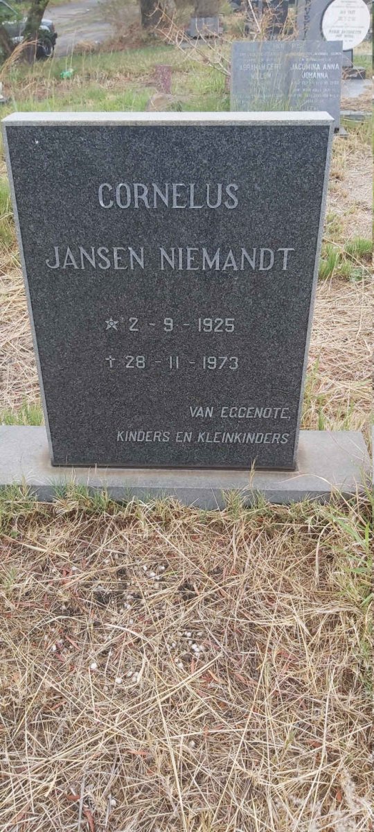 NIEMANDT Cornelus Jansen 1925-1973