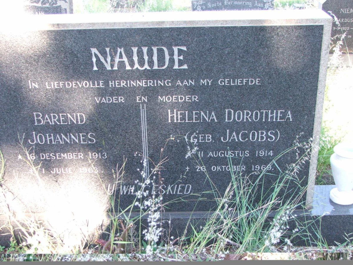 NAUDE Helena Dorothea nee JACOBS 1914-1969