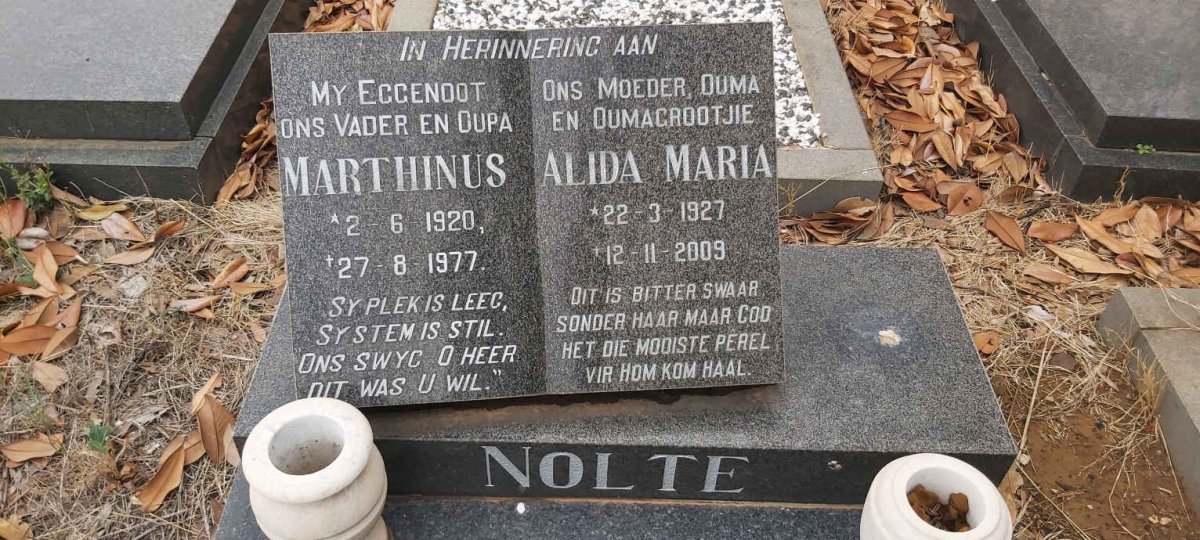 NOLTE Marthinus 1920-1977 & Alida Maria 1927-2009 