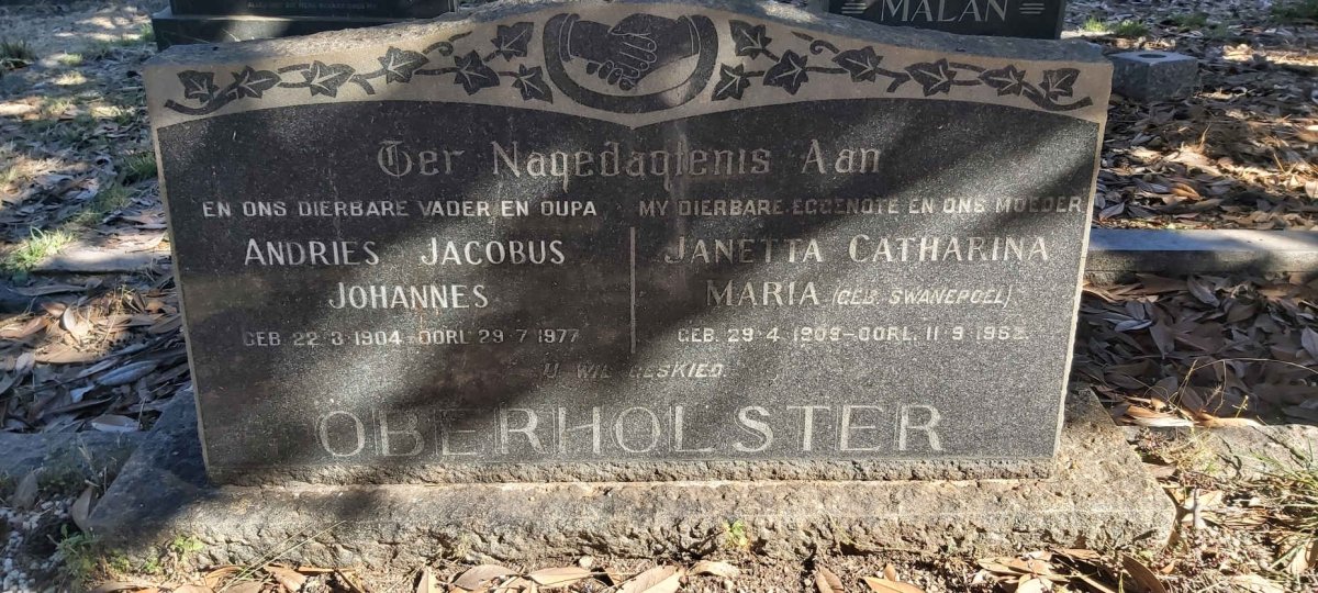 OBERHOLSTER Andries Jacobus Johannes 1904-1977 &amp; Janetta Catharina Maria SWANEPOEL 1909-1962