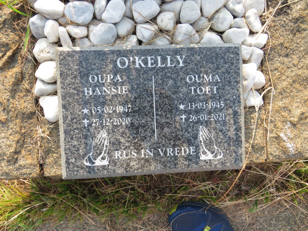 O'KELLY Hansie 1947-2020 & Toet 1945-2021