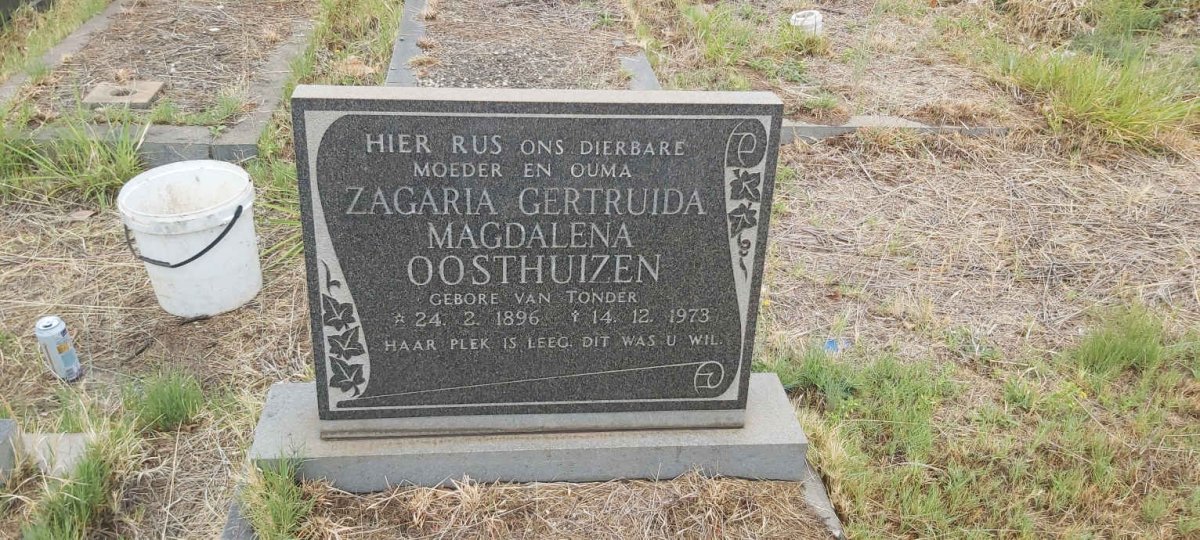 OOSTHUIZEN Zagaria Gertruida Magdalena nee VAN TONDER 1896-1973