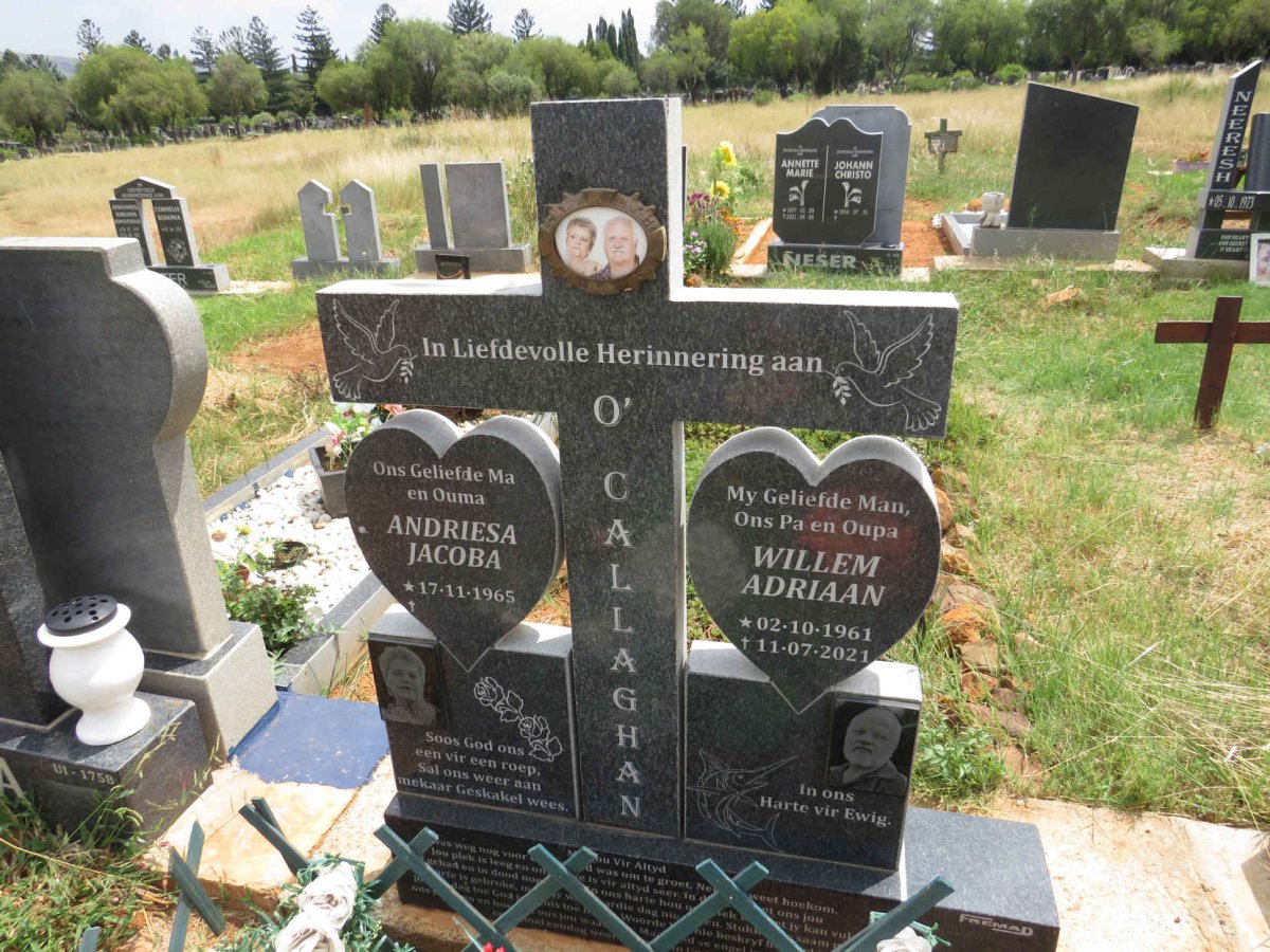 O'CALLAGHAN Willem Adriaan 1961-2021 & Andriesa Jacoba 1965