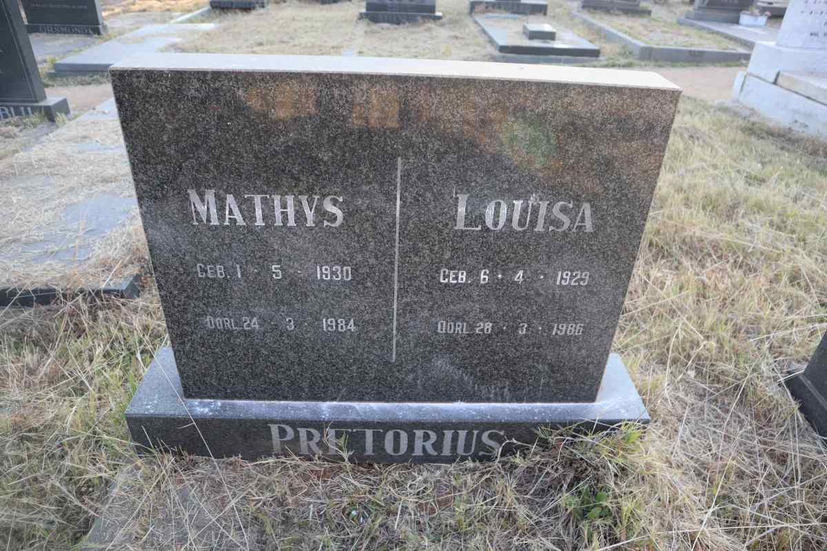 PRETORIUS Mathys 1930-1984 & Louisa 1929-1986