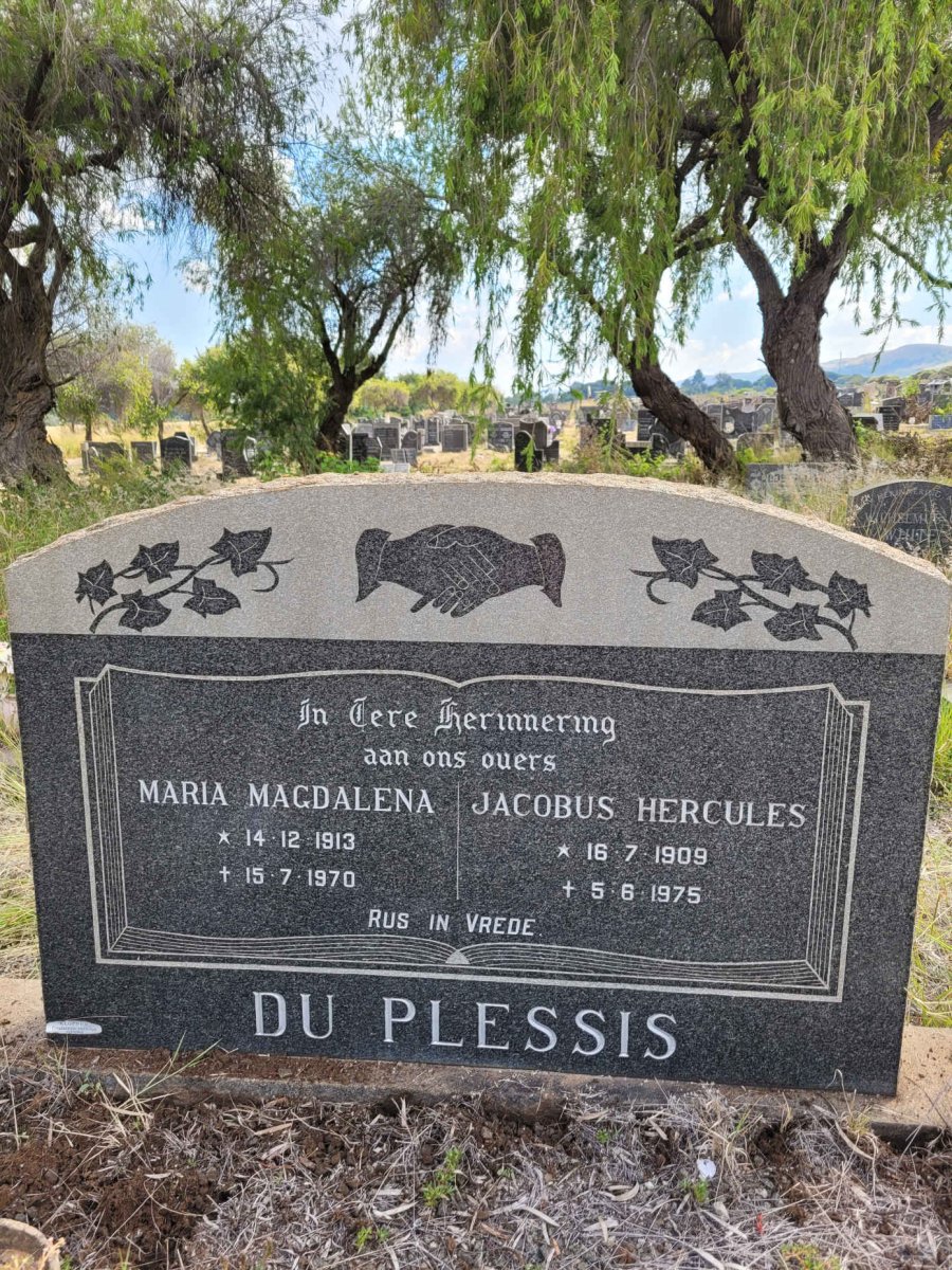 PLESSIS Jacobus Hercules, du 1909-1975 &amp; Maria Magdalena 1913-1970