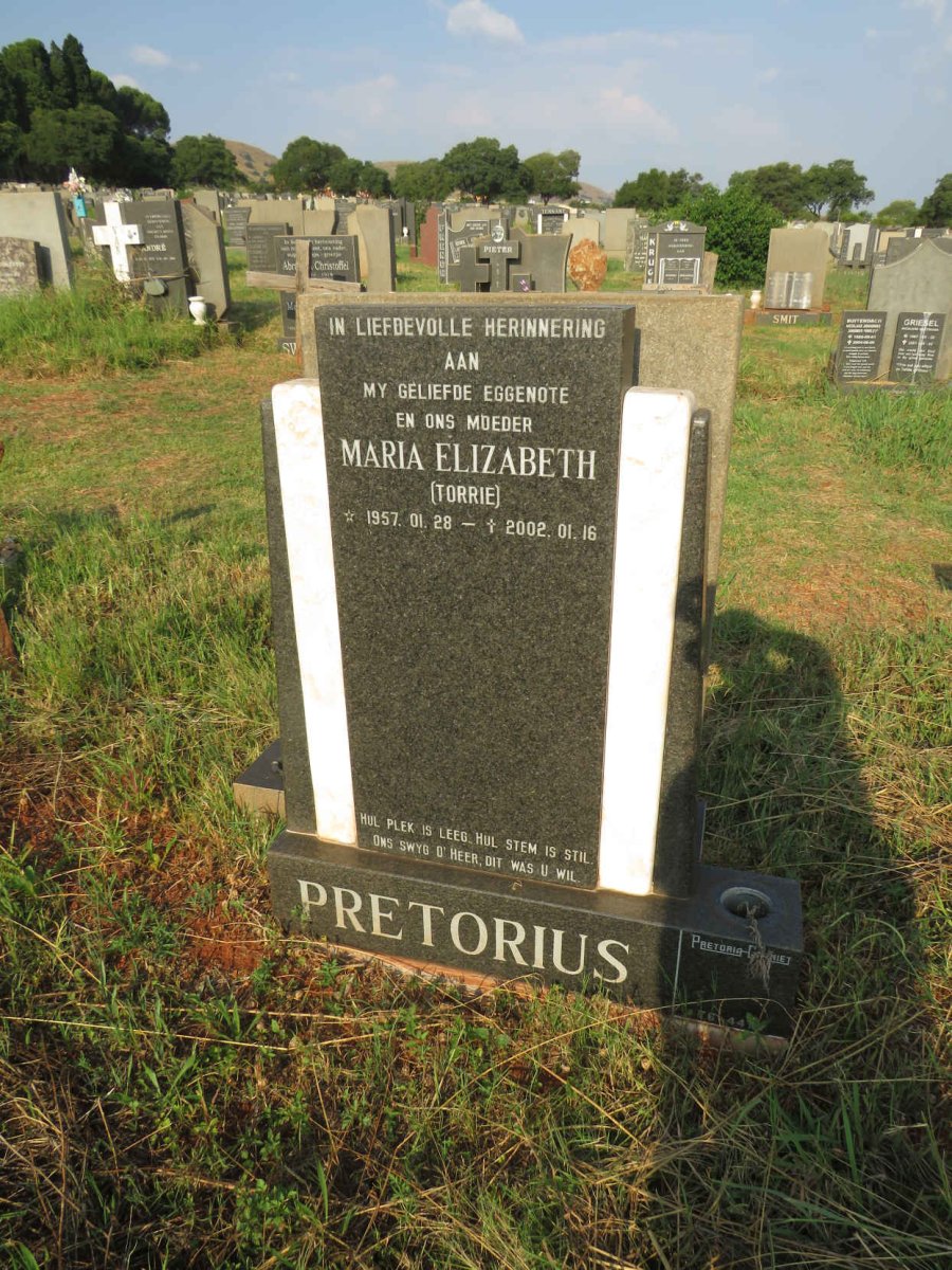PRETORIUS Maria Elizabeth 1957-2002