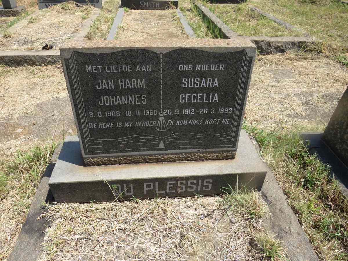PLESSIS Jan Harm Johannes, du 1908-1968 & Susara Cecilia 1912-1993