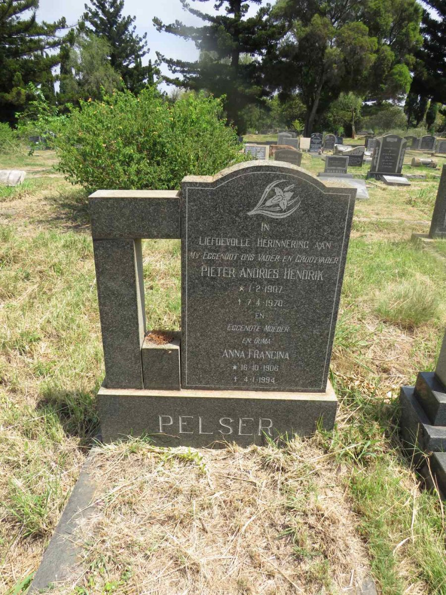 PELSER Pieter Andries Hendrik 1907-1970 & Anna Francina 1906-1994