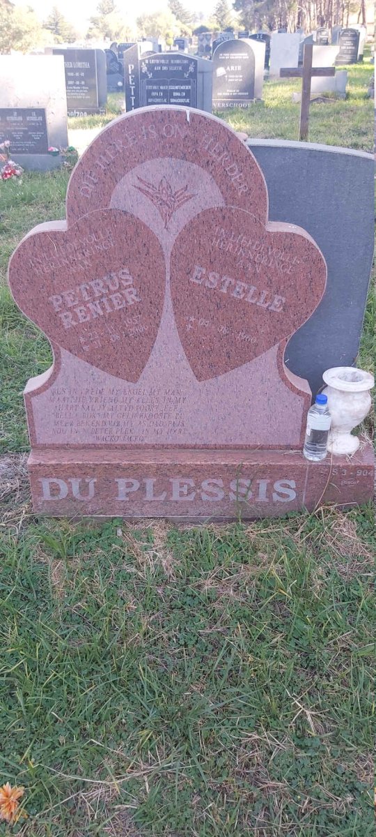 PLESSIS Petrus Renier, du 1957-2006 &amp; Estelle 1960-