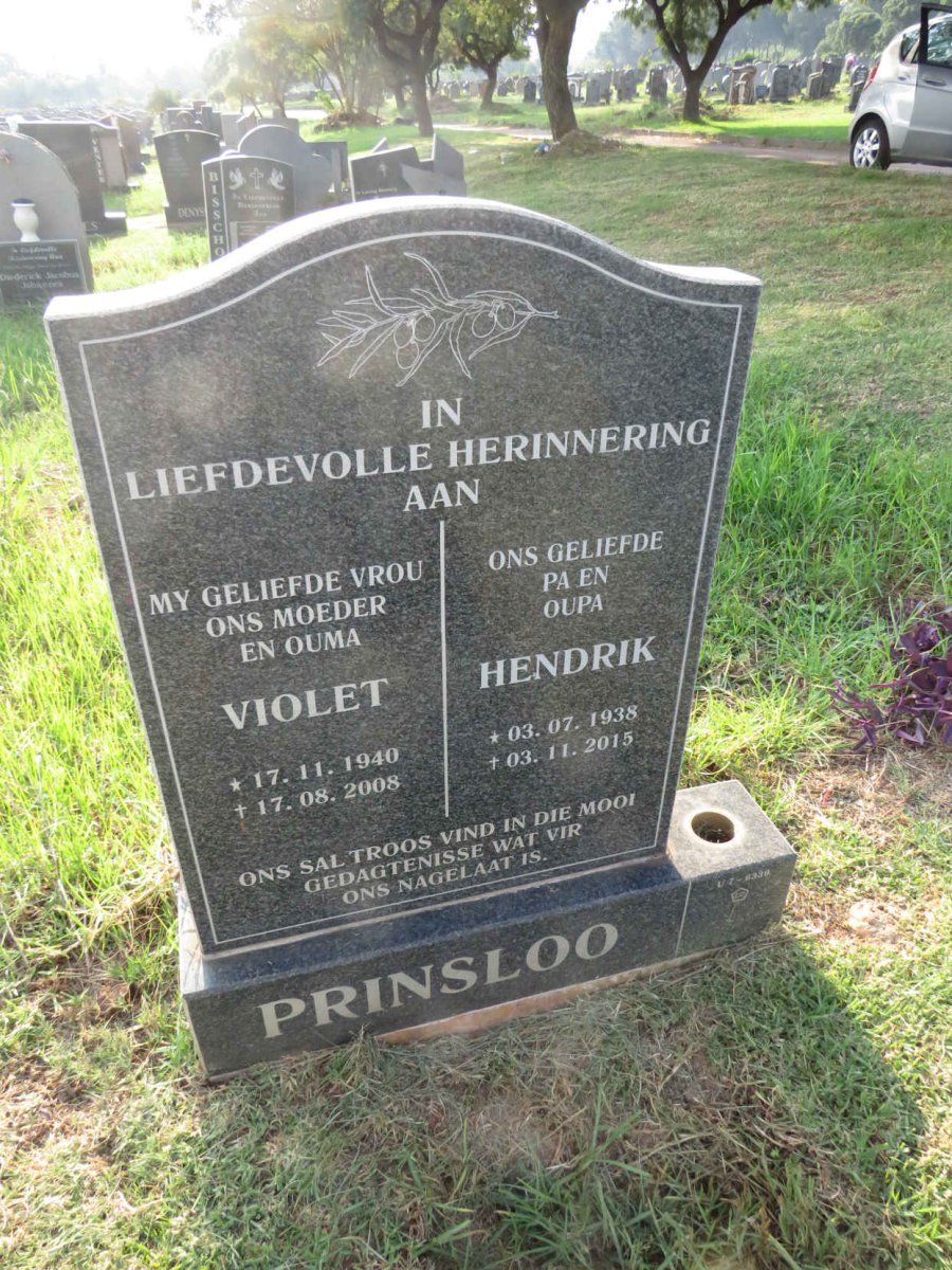 PRINSLOO Hendrik 1938-2015 & Violet 1940-2008
