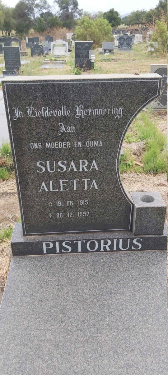 PISTORIUS Susara Aletta 1915-1997