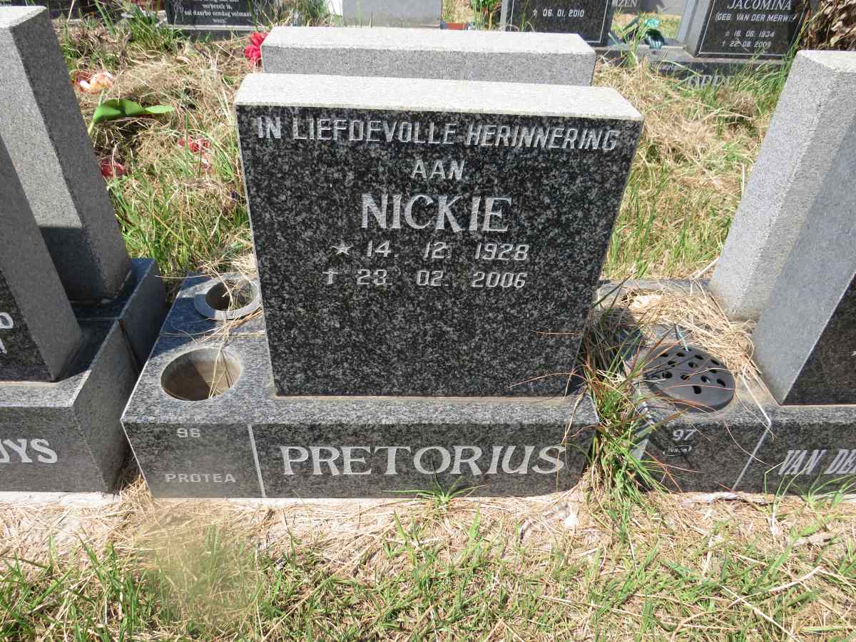 PRETORIUS Nickie 1928-2006