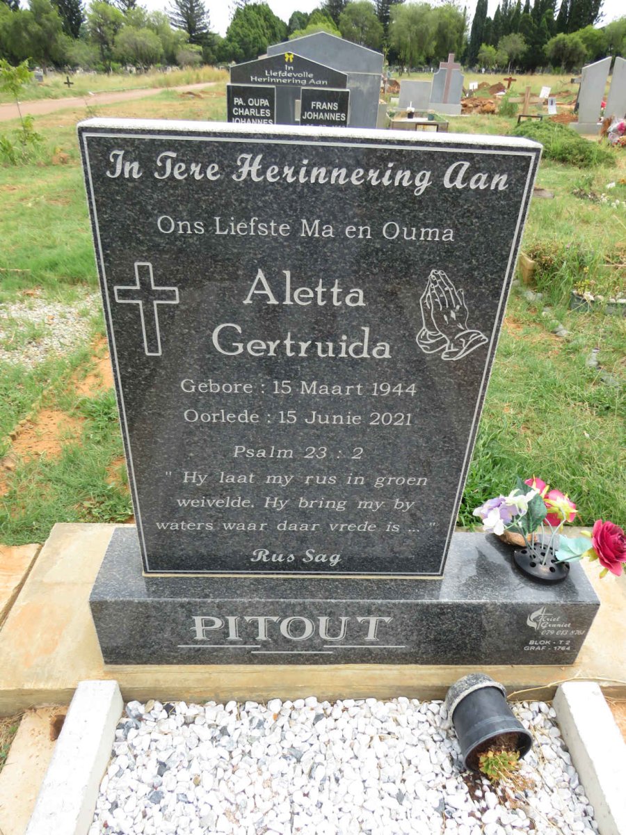 PITOUT Aletta Gertruida 1944-2021