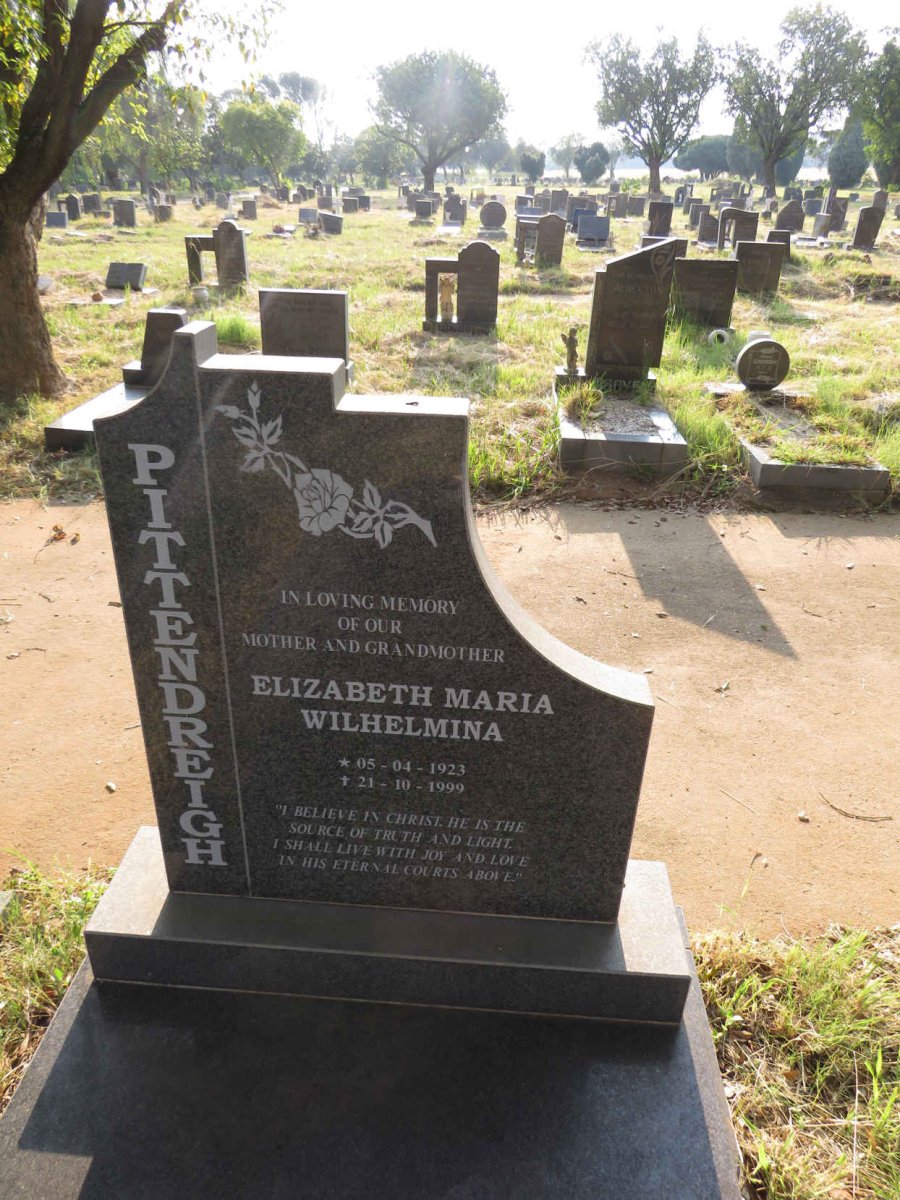 PITTENDREIGH Elizabeth Maria Wilhelmina 1923-1999