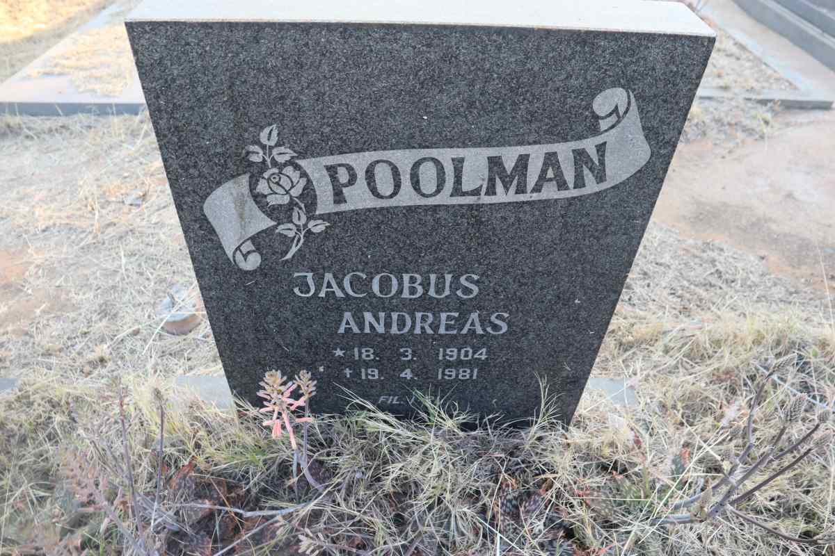 POOLMAN Jacobus Andreas 1904-1981