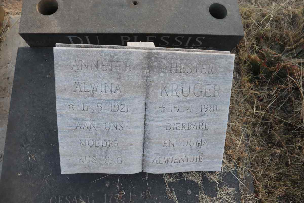 PLESSIS Annette Hester Alwina, du nee KRUGER 1921-1981 
