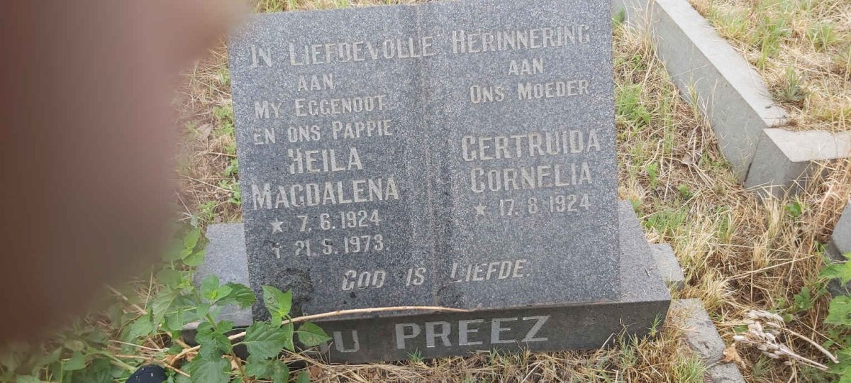 PREEZ Heila Magdalena, du 1924-1973 & Gertruida Cornelia 1924- 