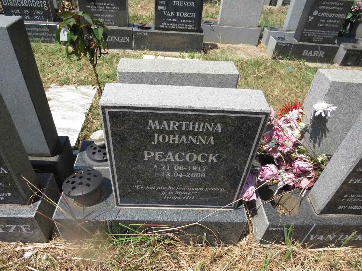 PEACOCK Marthina Johanna 1917-2009