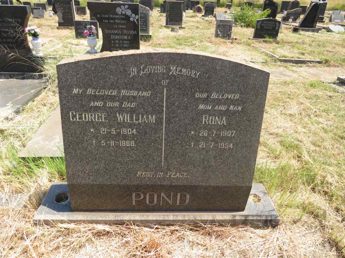 POND George William 1904-1968 & Rona 1904-1994