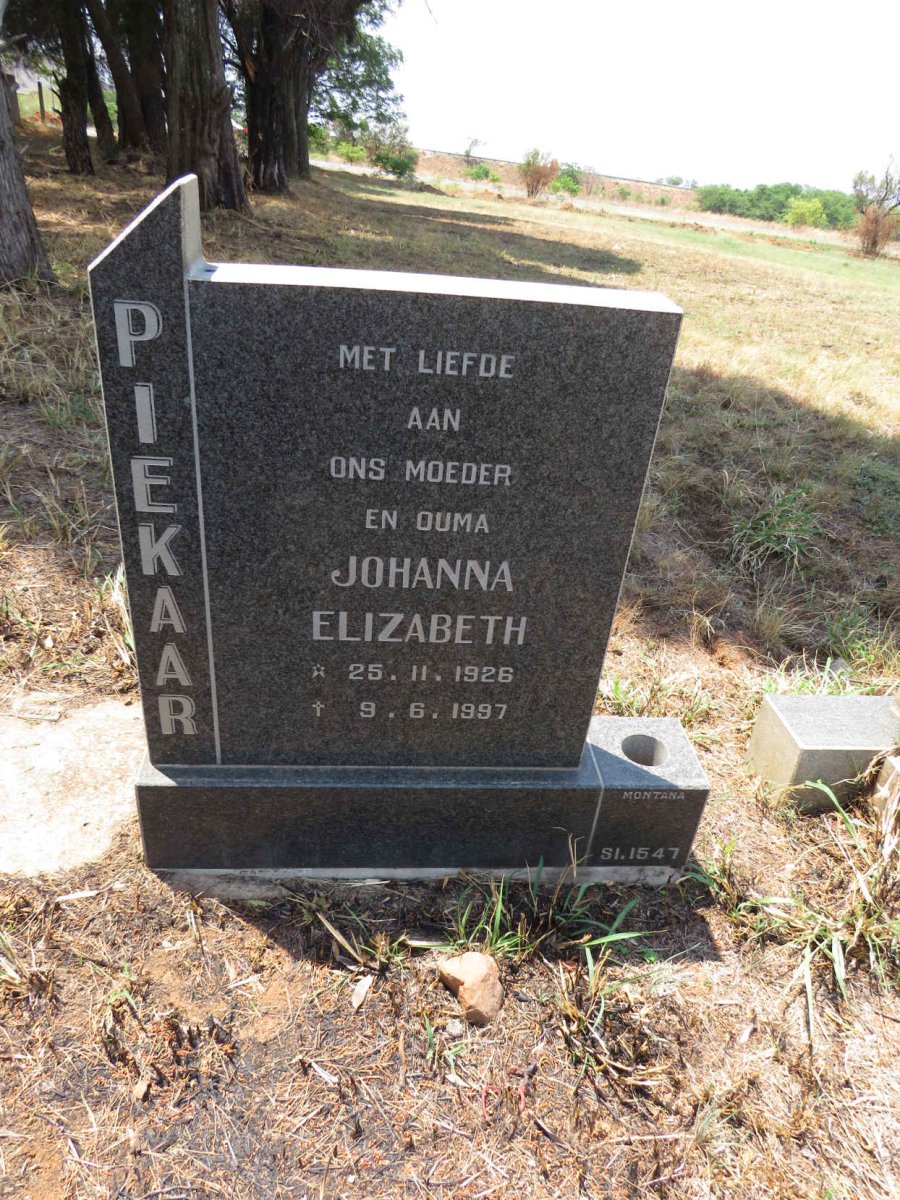PIEKAAR Johanna Elizabeth 1926-1997