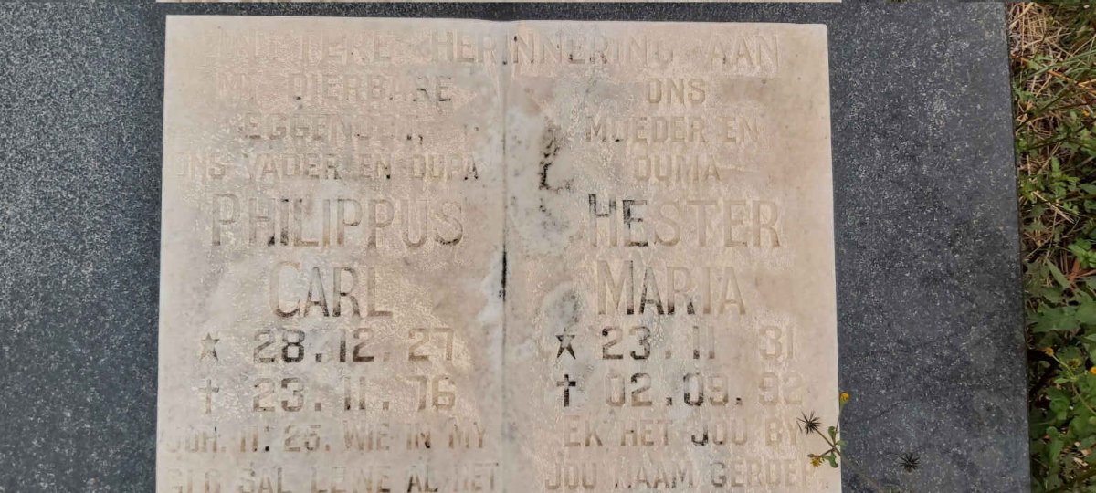PLESSIS Philippus Carl, du 1927-1976 & Hester Maria 1931-1992 _2