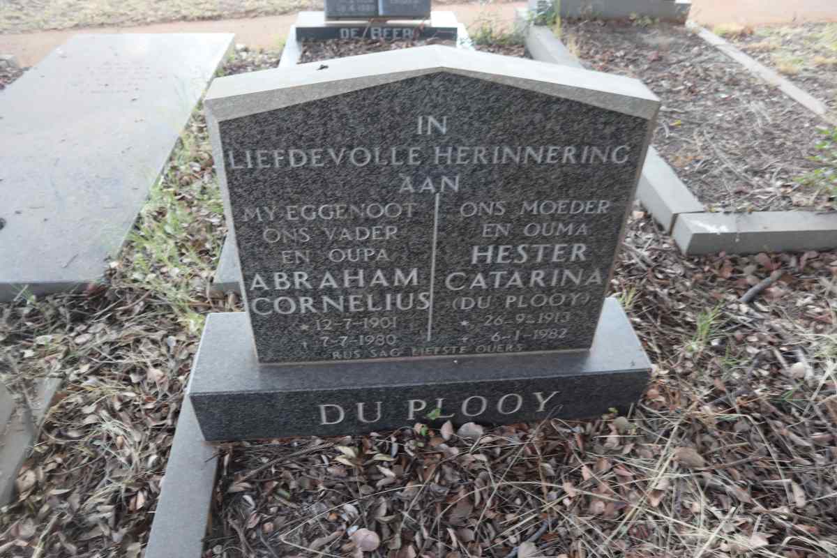 PLOOY Abraham Cornelius, du 1901-1980 & Hester Catarina DU PLOOY 1913-1982