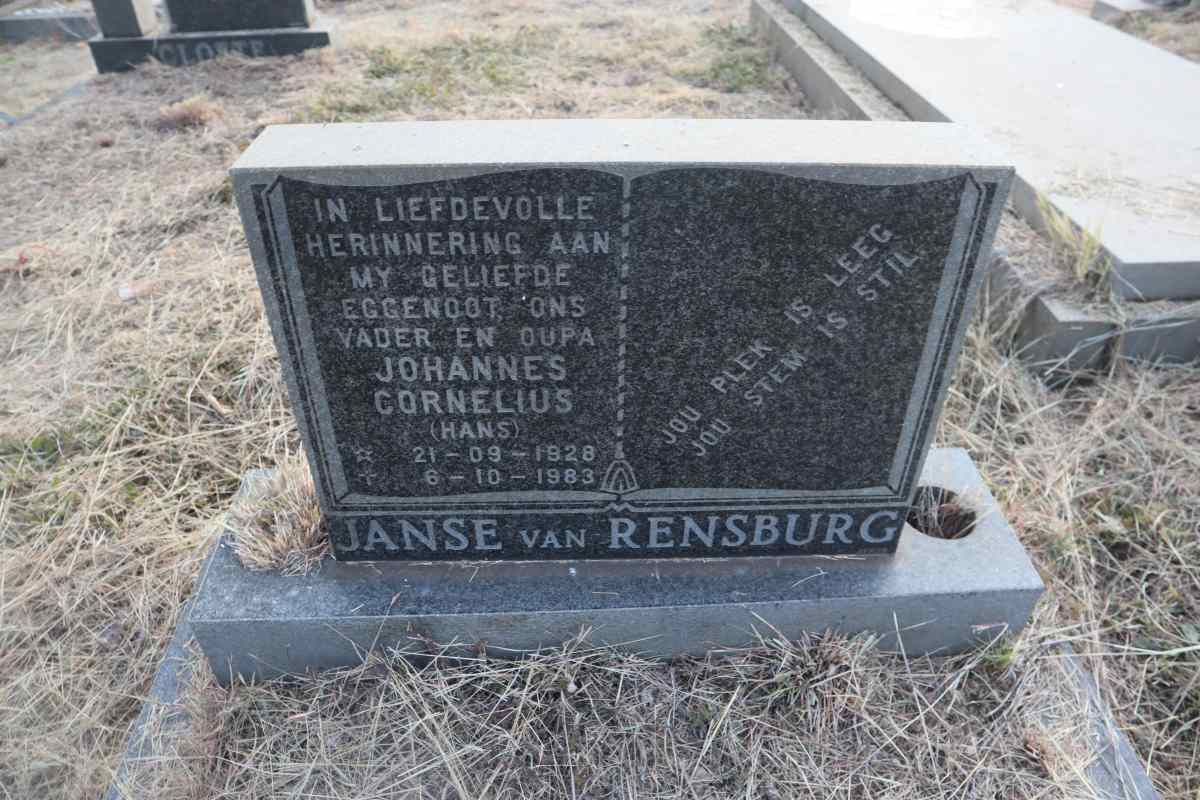 RENSBURG Johannes Cornelius, Janse van 1928-1983