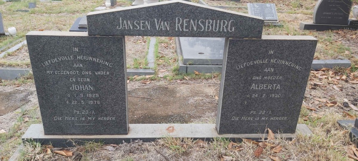 RENSBURG Johan, Jansen van 1929-1976 & Alberta 1930- 