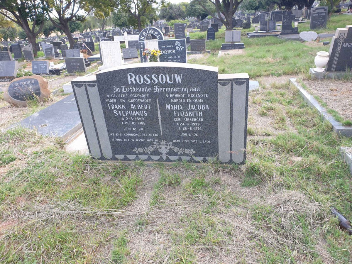 ROSSOUW Frank Albert Stephanus 1899-1988 &amp; Maria Jacoba Elizabeth OESCHGER 1898-1976