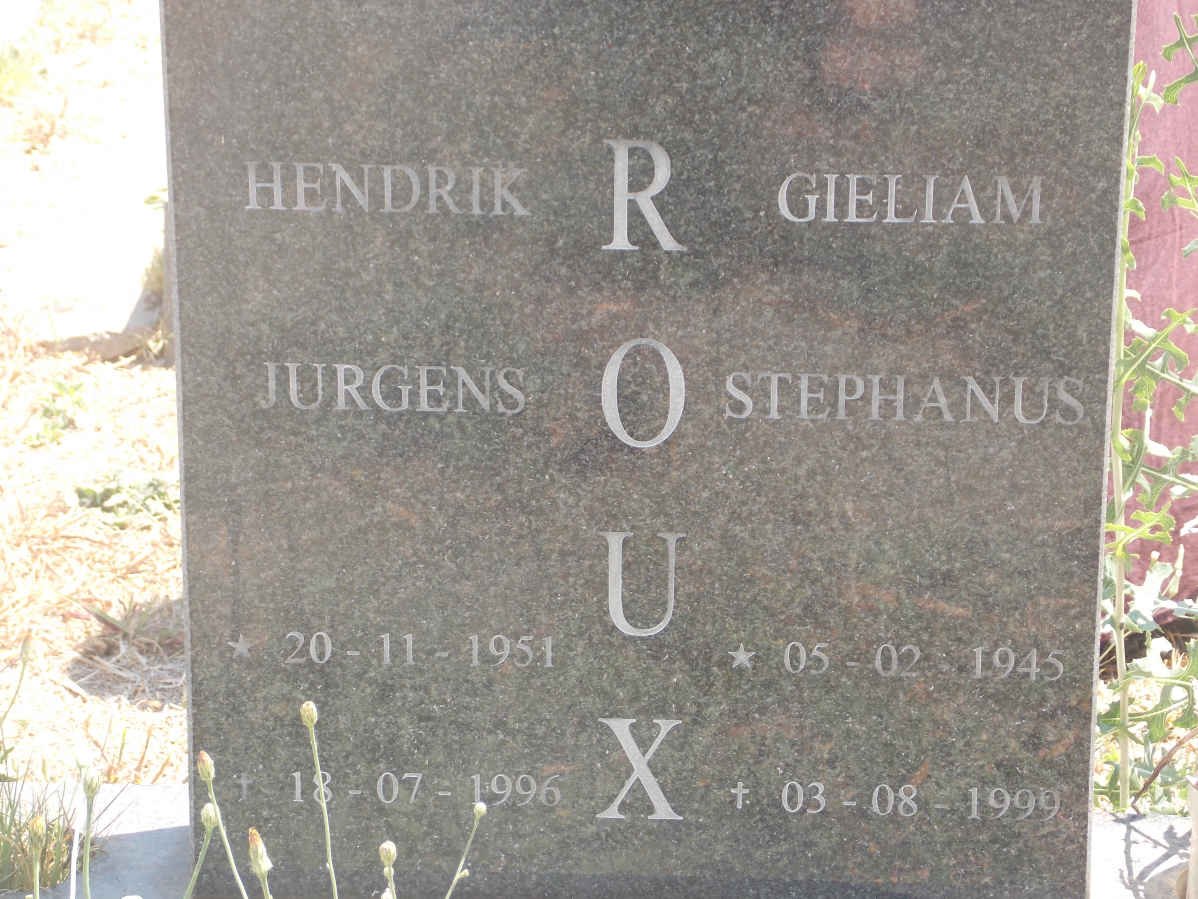 ROUX Hendrik Jurgens 1951-1996 :: ROUX Gieliam Stephanus 1945-1999