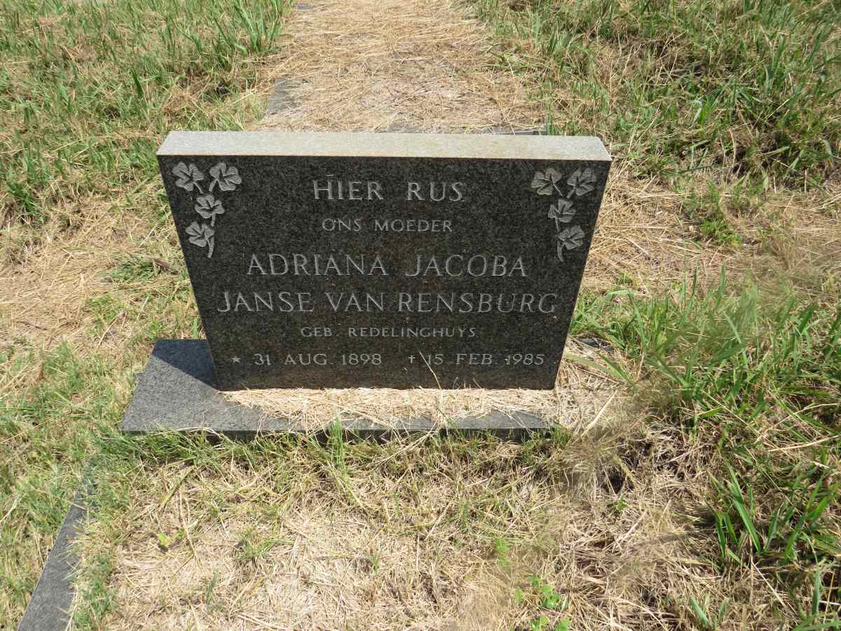 RENSBURG Adriana Jacoba, Janse van nee REDELINGHUYS 1898-1985