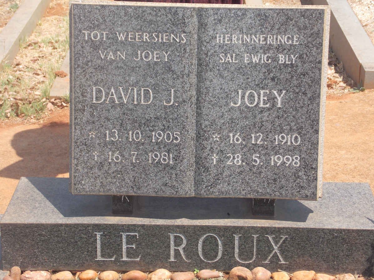 ROUX David J, le 1905-1981 &amp; Joey 1910-1995