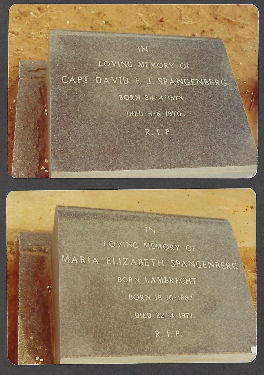 SPANGENBERG David F.J. 1878-1970 &amp; Maria Elizabeth LAMBRECHT 1887-1971