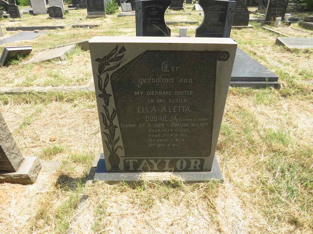 TAYLOR Ella Aletta Susailja nee STROON 1920-1971