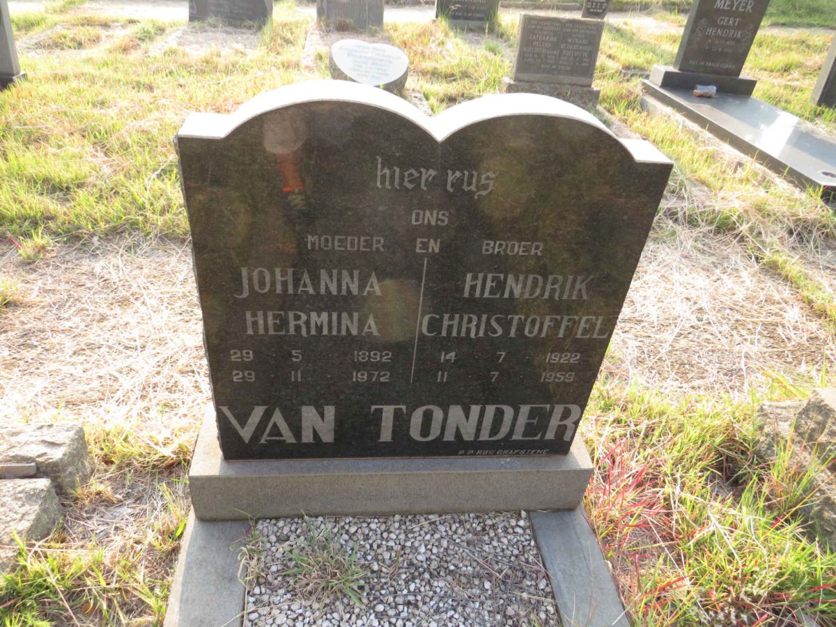 TONDER Hendrik Christoffel, van 1922-1959 & Johanna Hermina 1892-1972