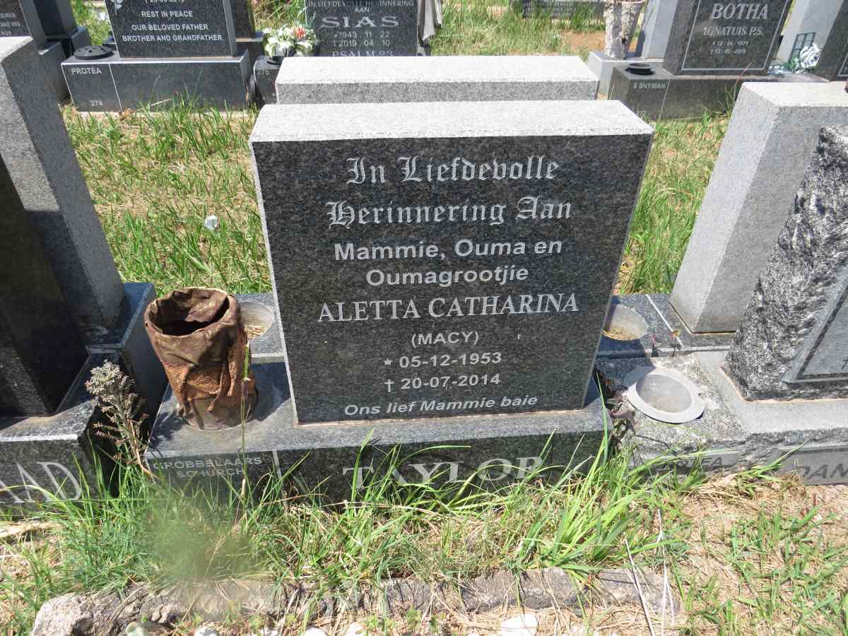 TAYLOR Aletta Catharina nee MACY 1953-2014