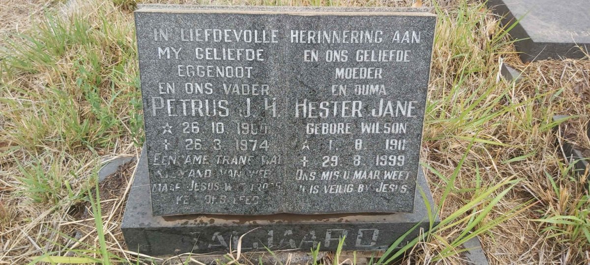 TALJAARD Petrus J.H. 1900-1974 & Hester Jane WILSON 1911-1999