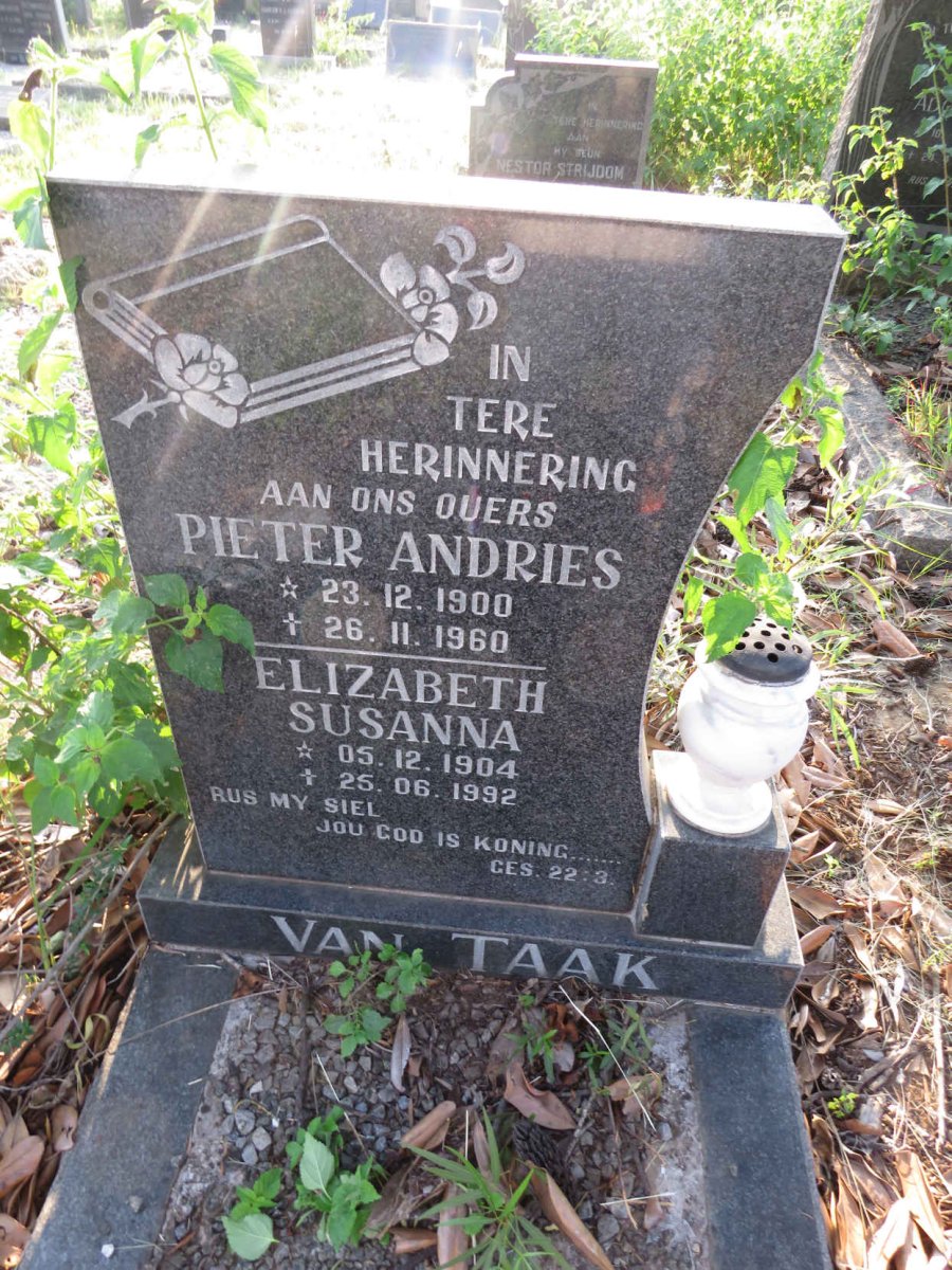 TAAK Pieter Andries, van 1900-1960 & Elizabeth Susanna 1904-1992