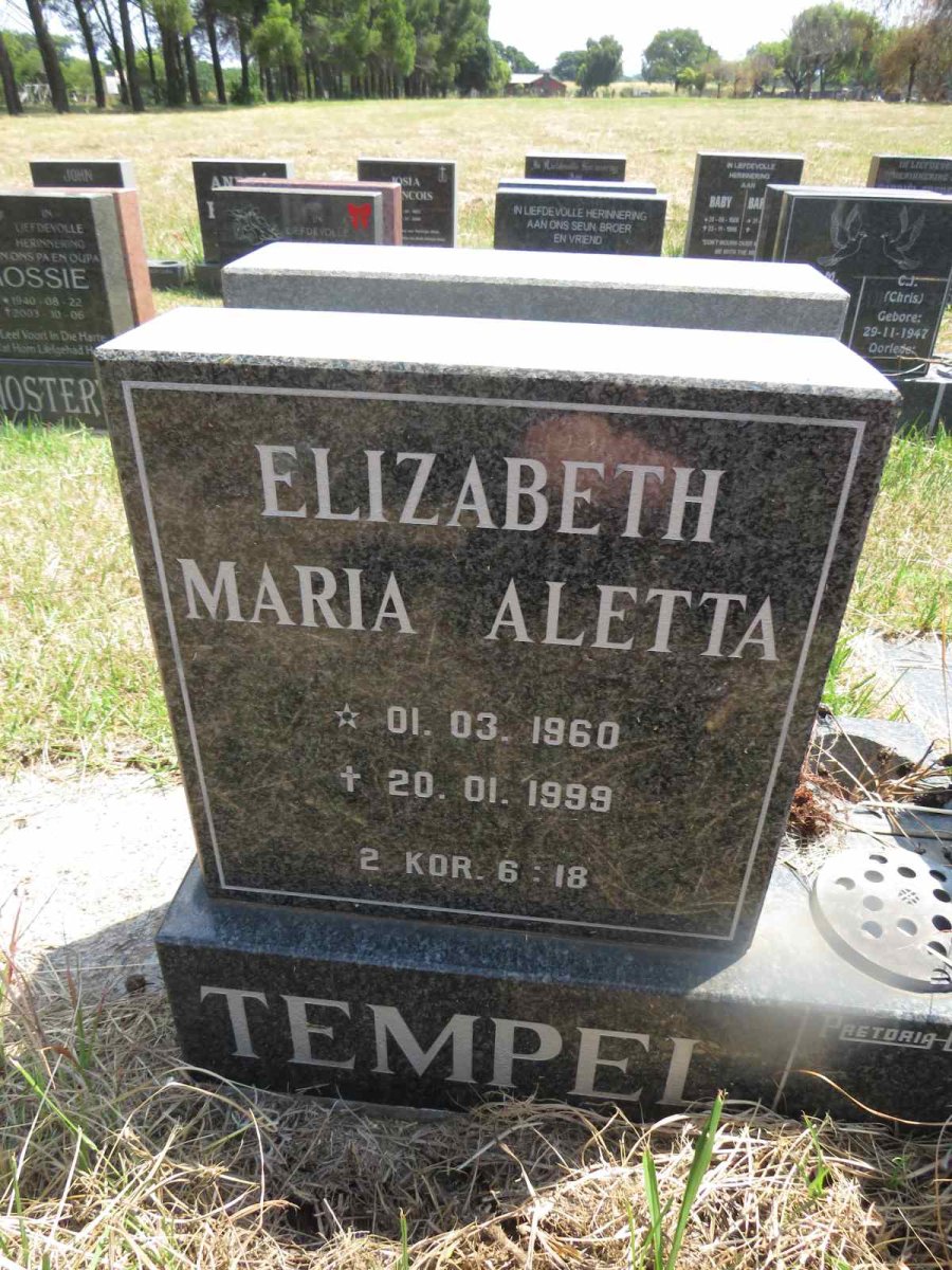 TEMPEL Elizabeth Maria Aletta 1960-1999