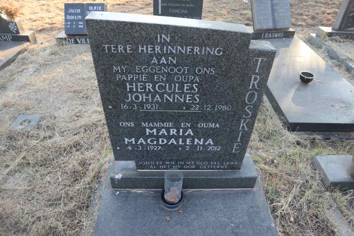 TROSKIE Hercules Johannes 1931-1980 & Maria Magdalena 1927-2012