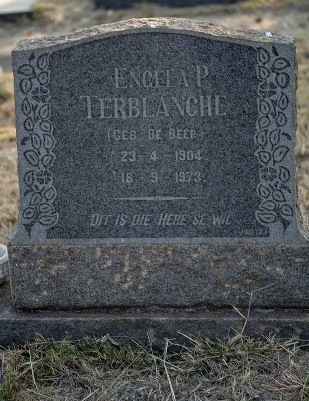 TERBLANCHE Engela P. nee DE BEER 1904-1973