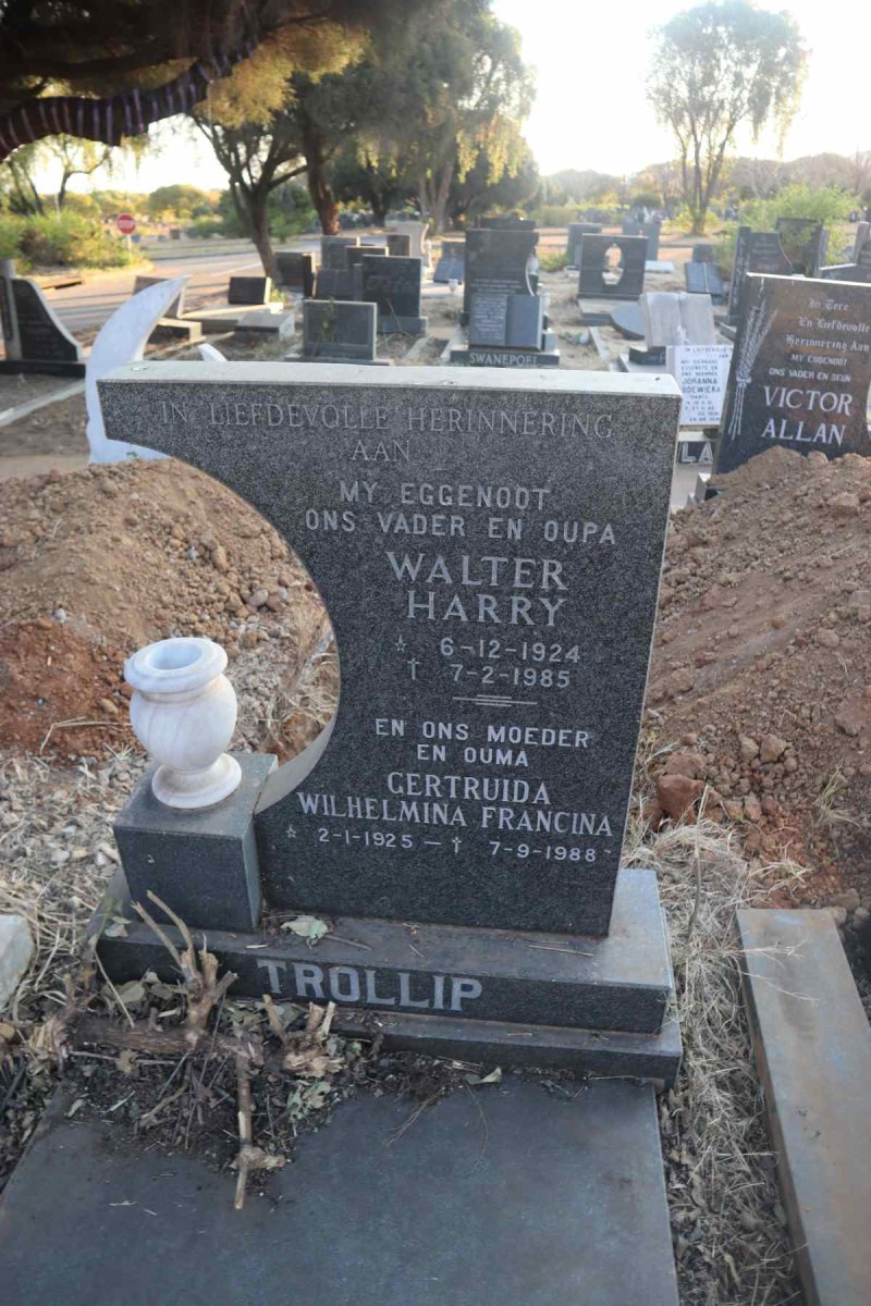 TROLLIP Walter Harry 1924-1985 & Gertruida Wilhelmina Francina 1925-1988