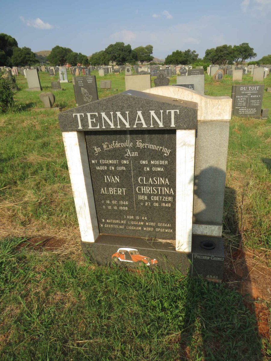 TENNANT Ivan Albert 1946-1998 & Clasina Christina COETZER 1948- 