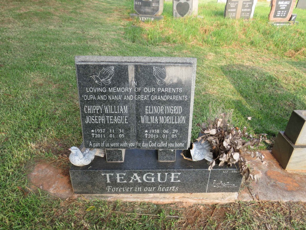 TEAGUE Chippy William Joseph 1937-2011 & Elinor Ingrid Wilma MORILLION 1938-2011