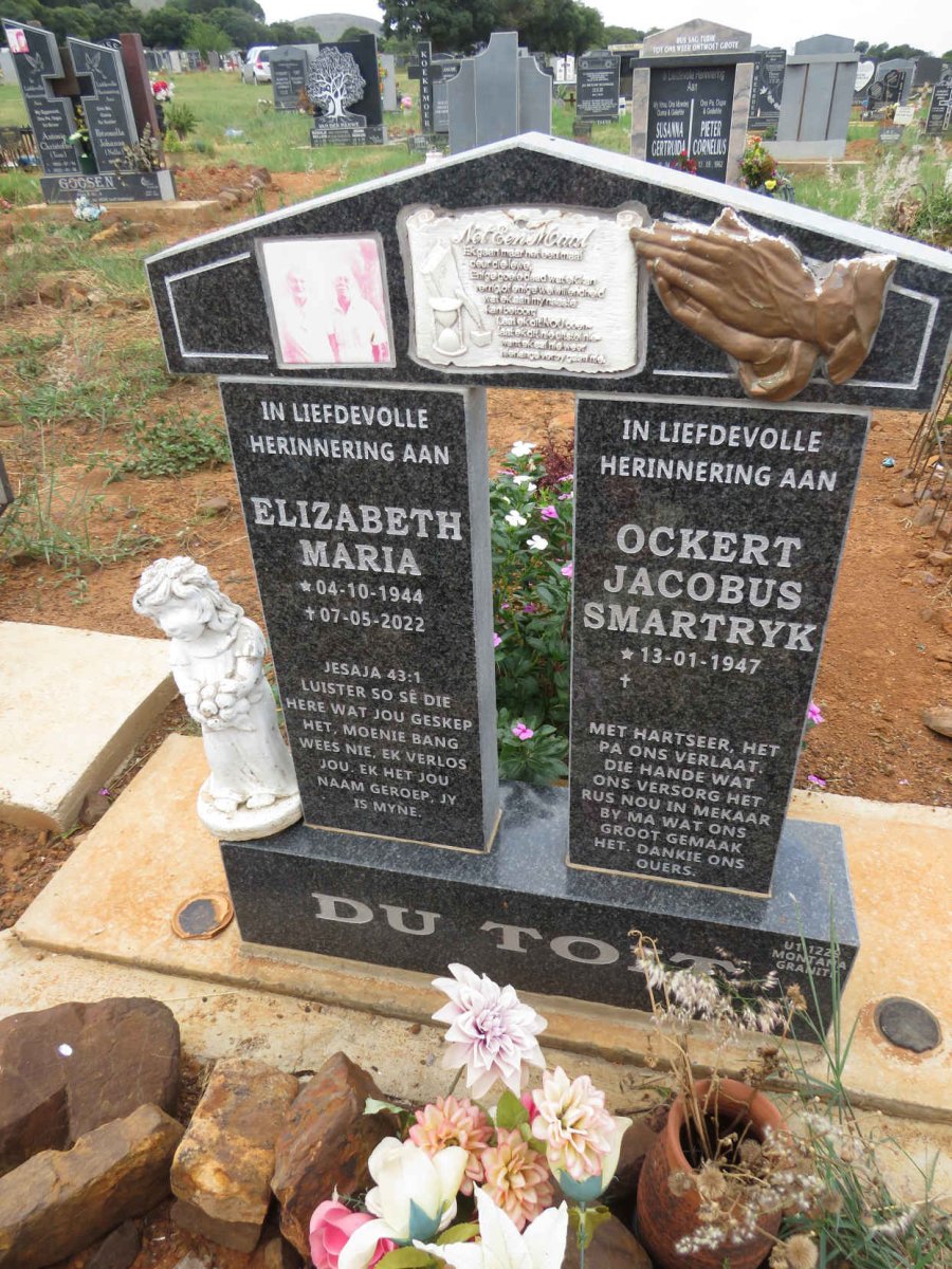 TOIT Ockert Jacobus Smartryk, du 1947- & Elizabeth Maria 1944-2022