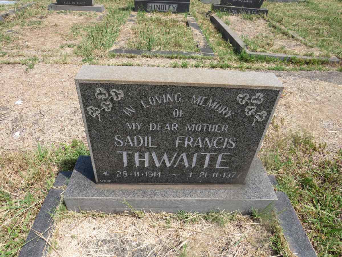 THWAITE Sadie Francis 1914-1977
